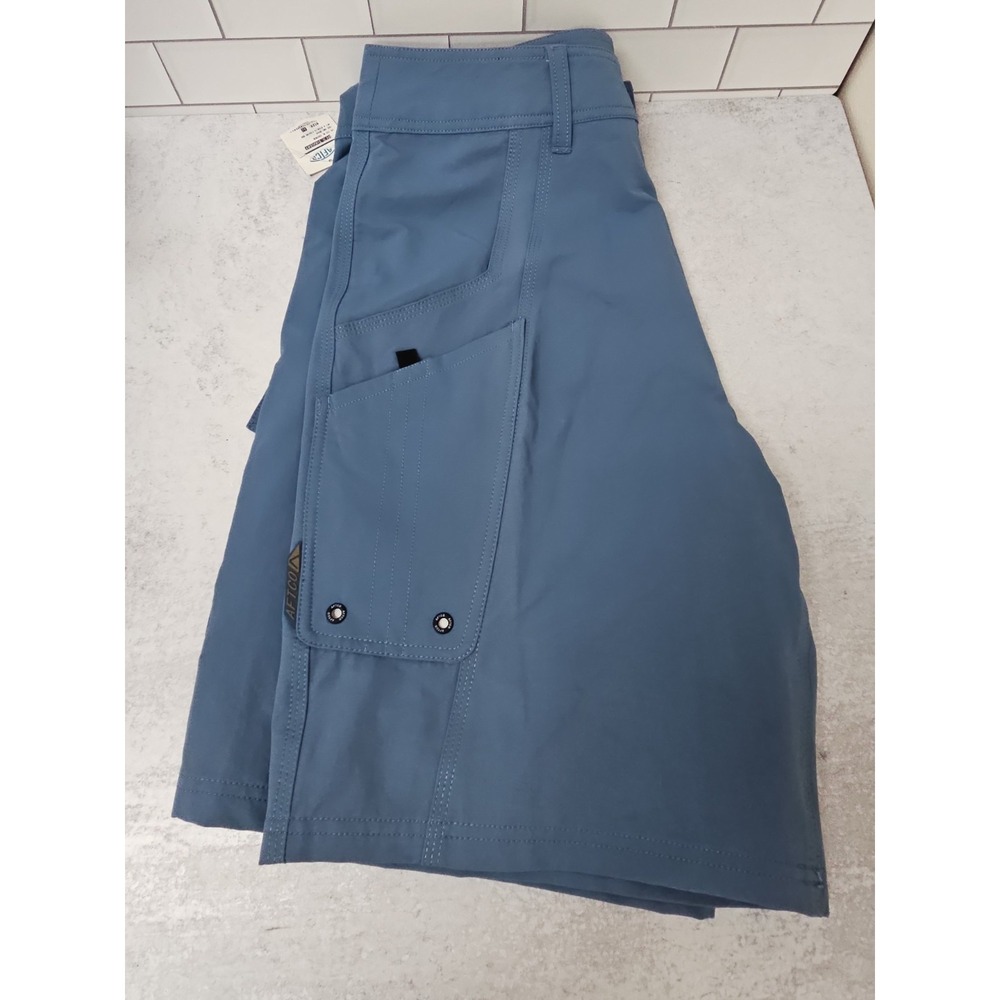 AFTCO Men's Blue Cargo Fishing Shorts Size 32 Cargo Pocket Button Closure New